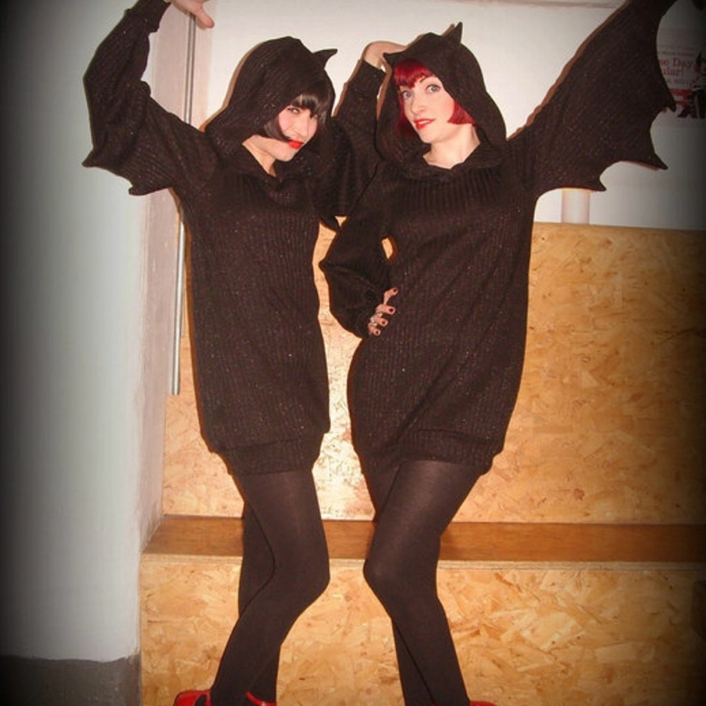 Black Bat Halloween Dress with Wings